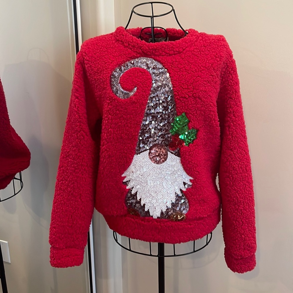 Small red elf Christmas sweater